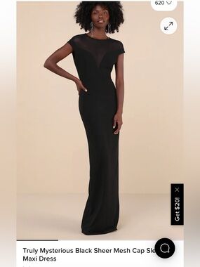 Black mesh cap sleeve maxi dress